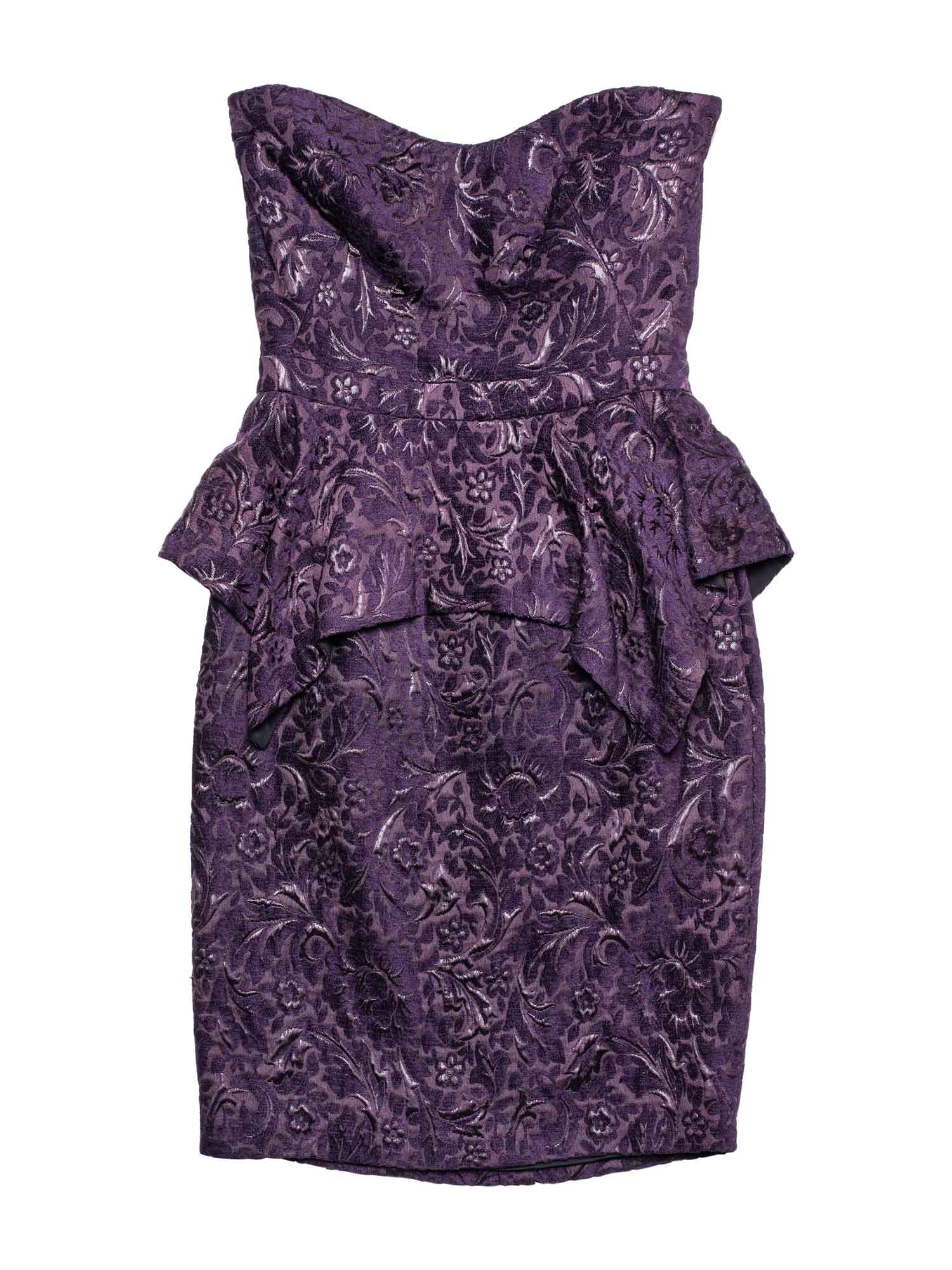 Gucci Velvet Fitted Mini Strapless Dress Purple