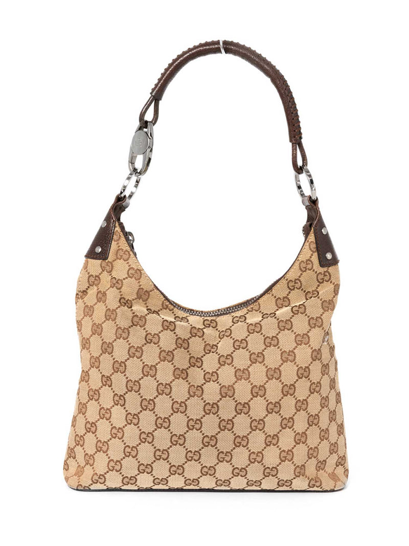 Gucci Vintage GG Supreme Monogram Hobo Bag Brown-designer resale