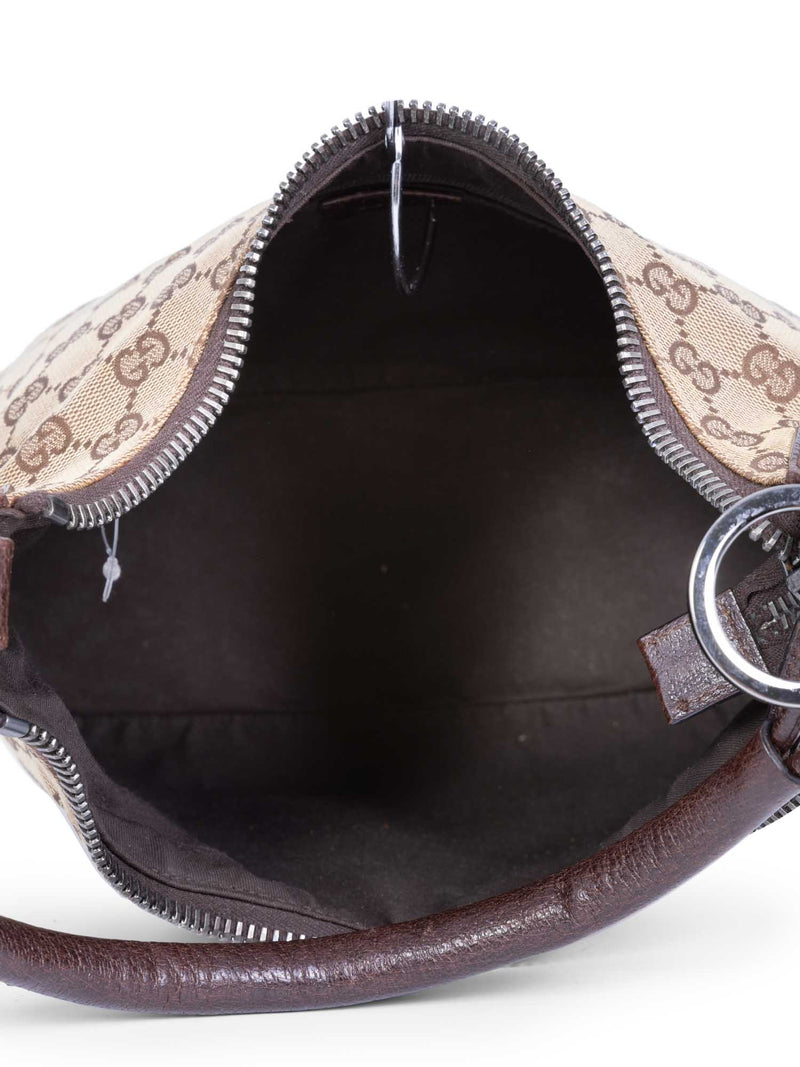 GUCCI Denim Monogram Hobo Dark Brown Satchel Bag