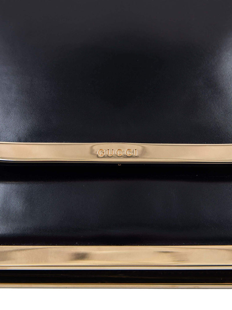 Gucci Vintage Leather Flap Shoulder Bag Black-designer resale