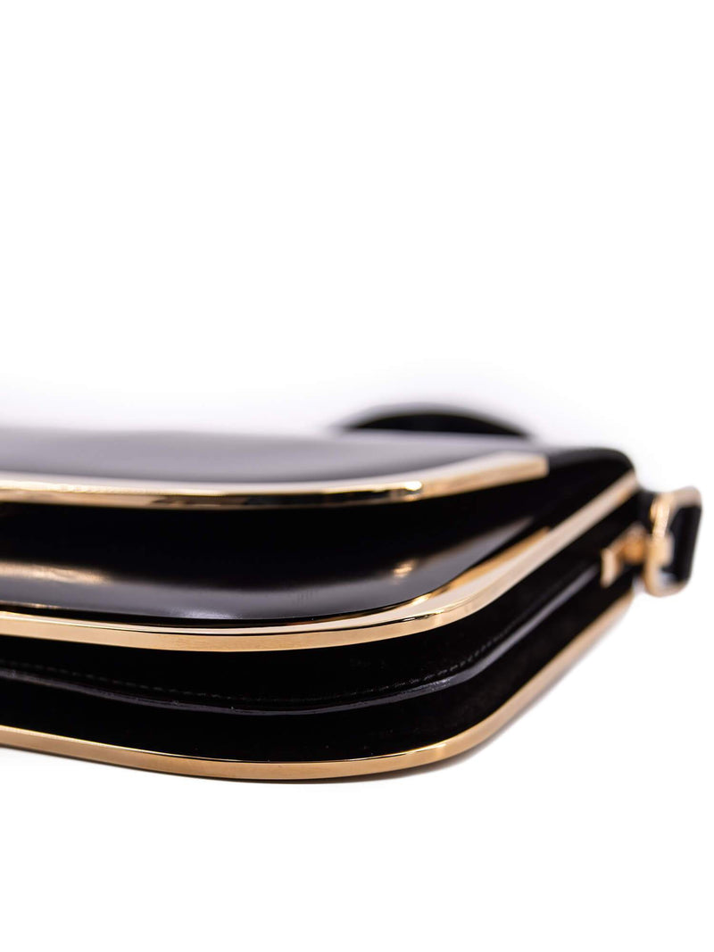 Gucci Vintage Leather Flap Shoulder Bag Black-designer resale