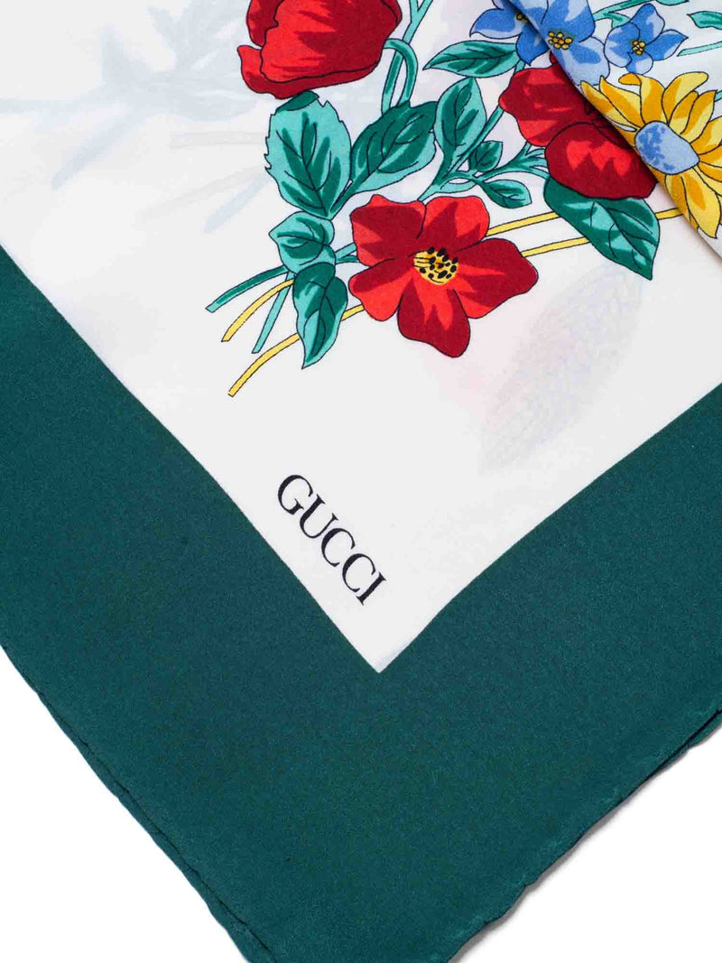 Gucci Vintage Silk Flora Scarf 90 Green-designer resale