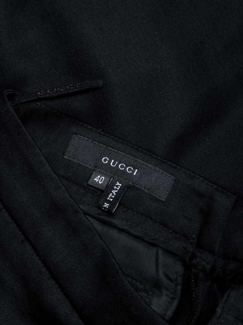 Gucci Wool Wide Leg Pleated Pants Black-designer resale