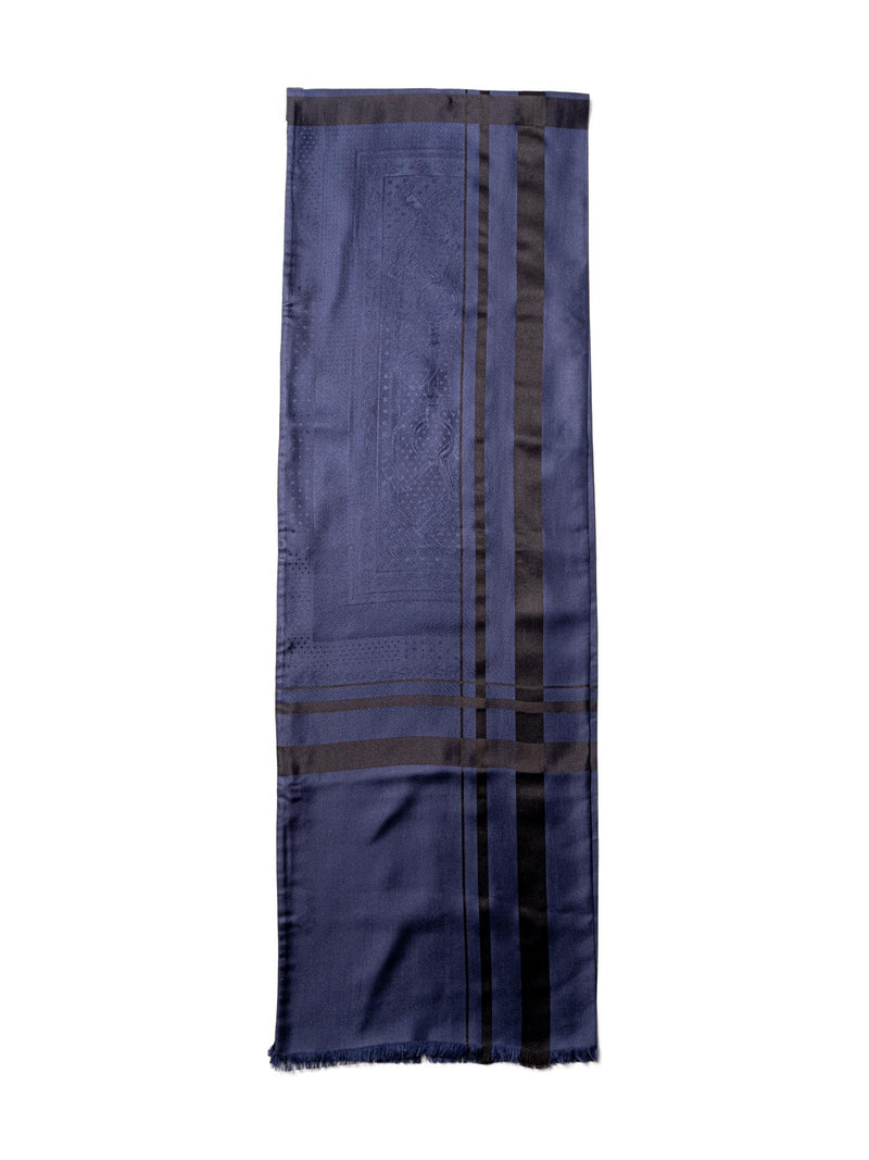 Hermes 2 Ply Silk Scarf Blue Black-designer resale