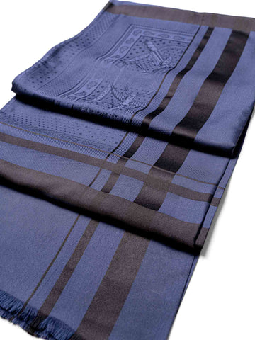 Hermes 2 Ply Silk Scarf Blue Black-designer resale