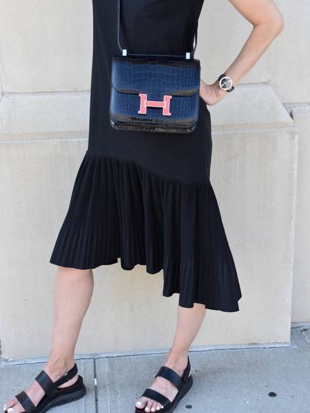 Hermes 24 Constance III Dark Blue Missi Lisse Alligator Flap Bag Palladium-designer resale