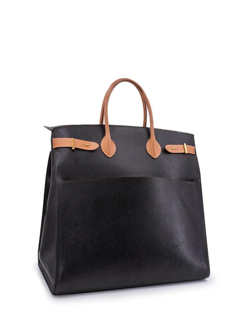 Hermes Ardennes Leather Airport Travel Bag 45 Black-designer resale