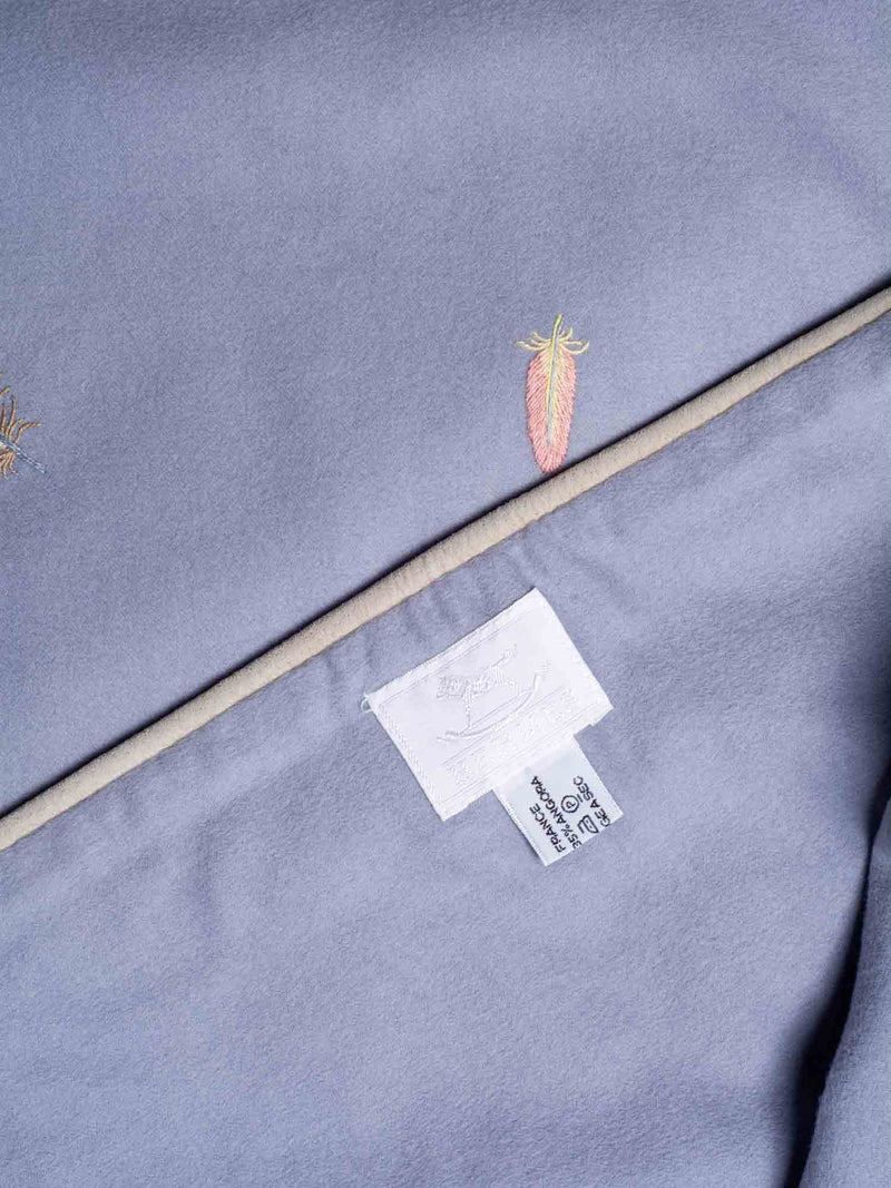 Hermes Baby Cashmere Embroidered Blanket Blue-designer resale