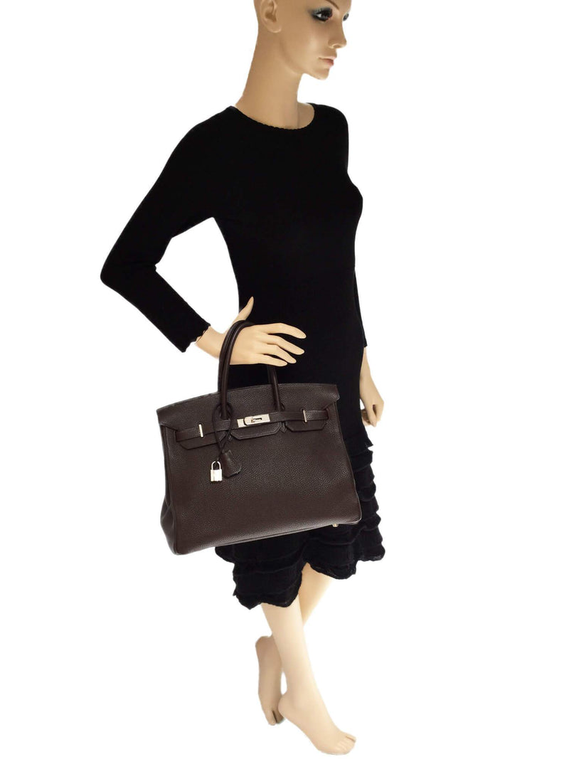 Hermes Birkin 35 Ebony Brown Togo Palladium Hardware-designer resale