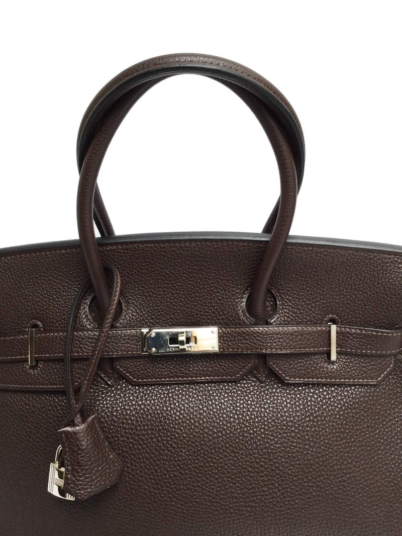 Pre-owned Hermes Birkin 35 Chocolate Togo Palladium Hardware