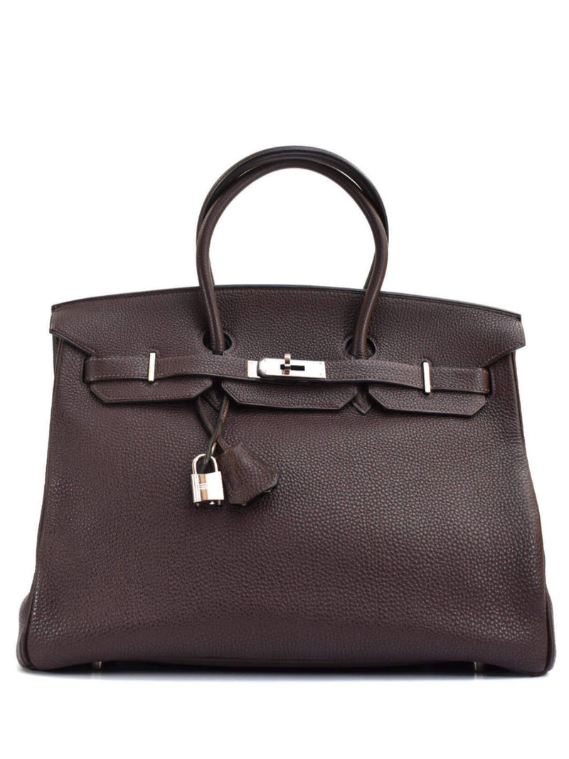 Hermes Birkin 35 Ebony Brown Togo Palladium Hardware