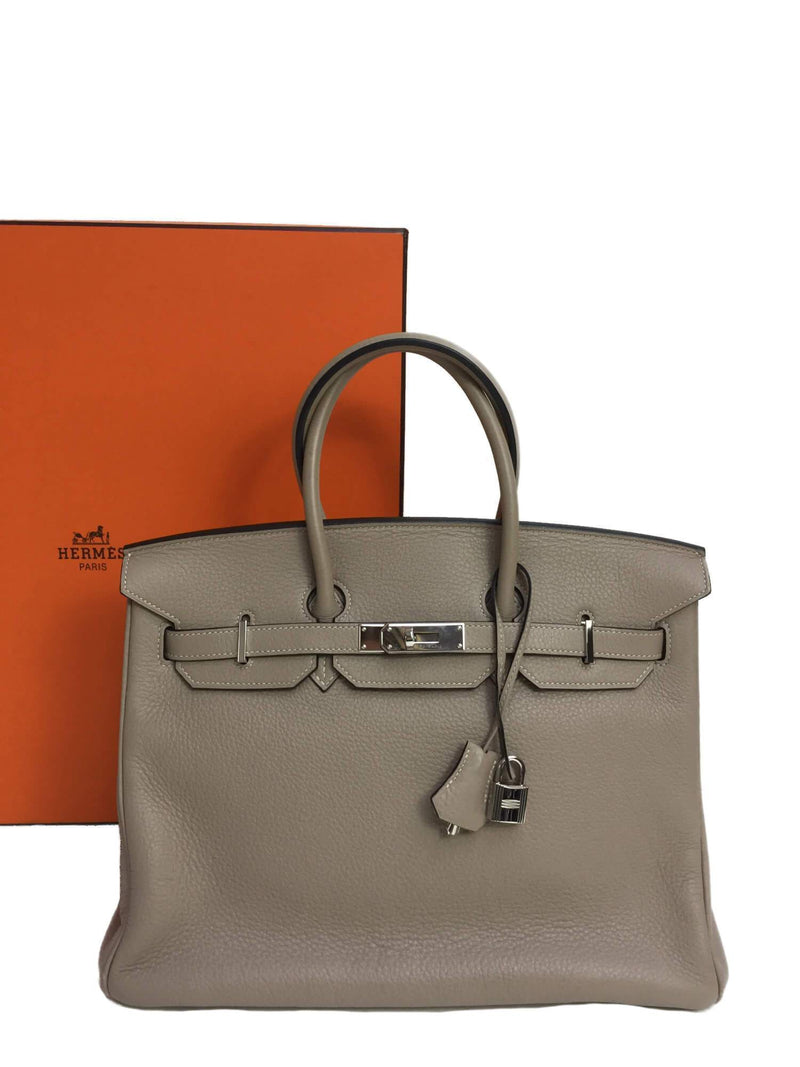 Hermes Birkin 35 Taupe Dove Togo Palladium Hardware-designer resale