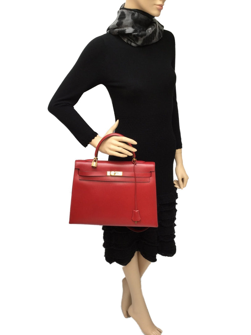 Hermes Box Kelly Sellier 35 Rouge-designer resale