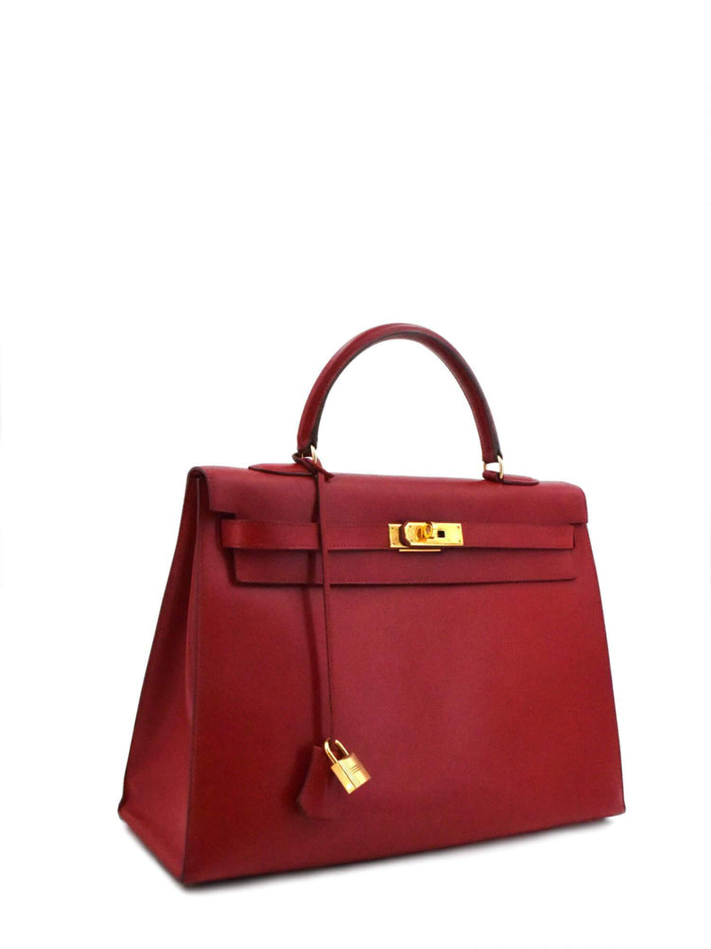 Hermes Kelly Bag Box Leather Gold Hardware In Red