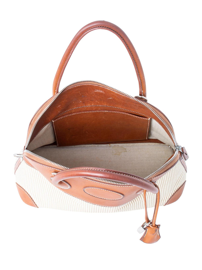 Hermes Box Leather Canvas Bolide Bag 31 Brown-designer resale