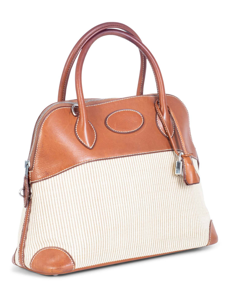 Hermes Box Leather Canvas Bolide Bag 31 Brown-designer resale