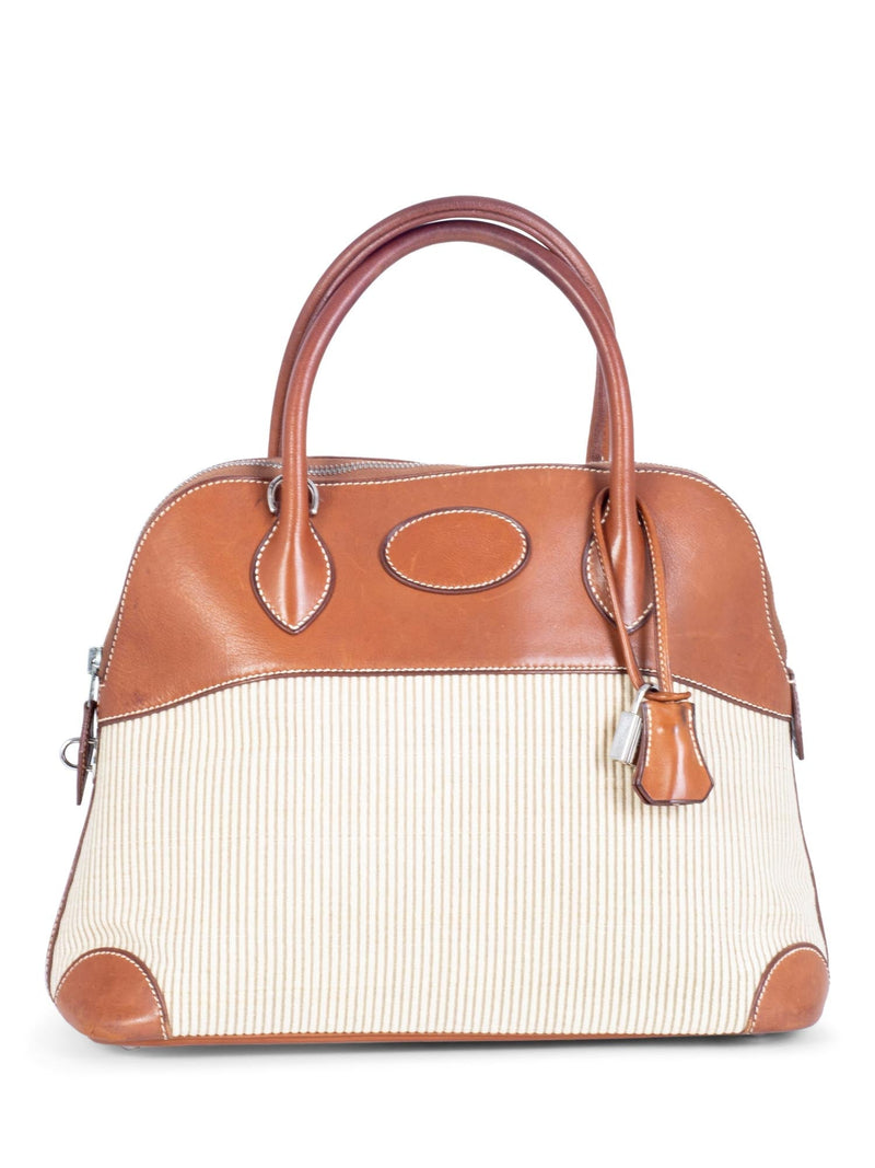 Hermes Box Leather Canvas Bolide Bag 31 Brown-designer resale