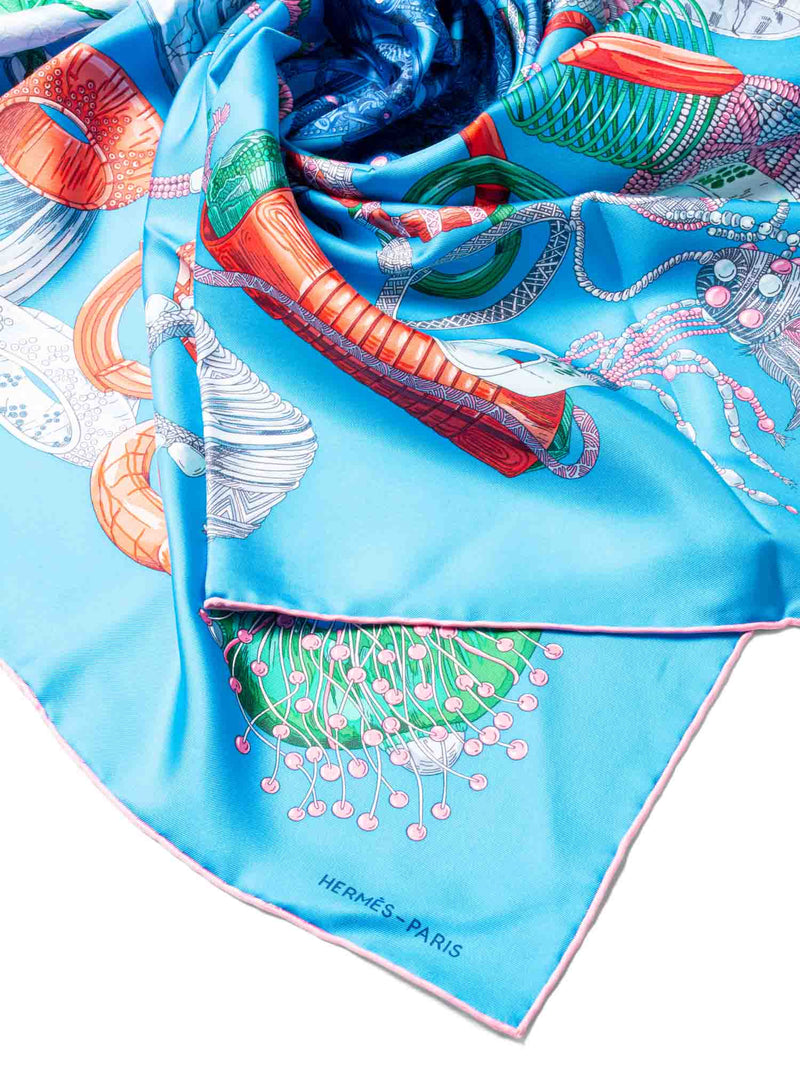 Hermes Bracelets de Lumiere Silk Scarf 90 Blue-designer resale