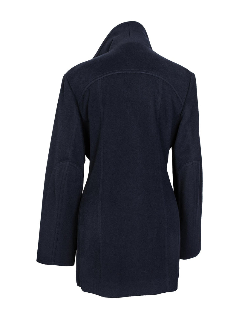 Hermes Cashmere Double Breasted Gold Medallion Coat Navy Blue-designer resale