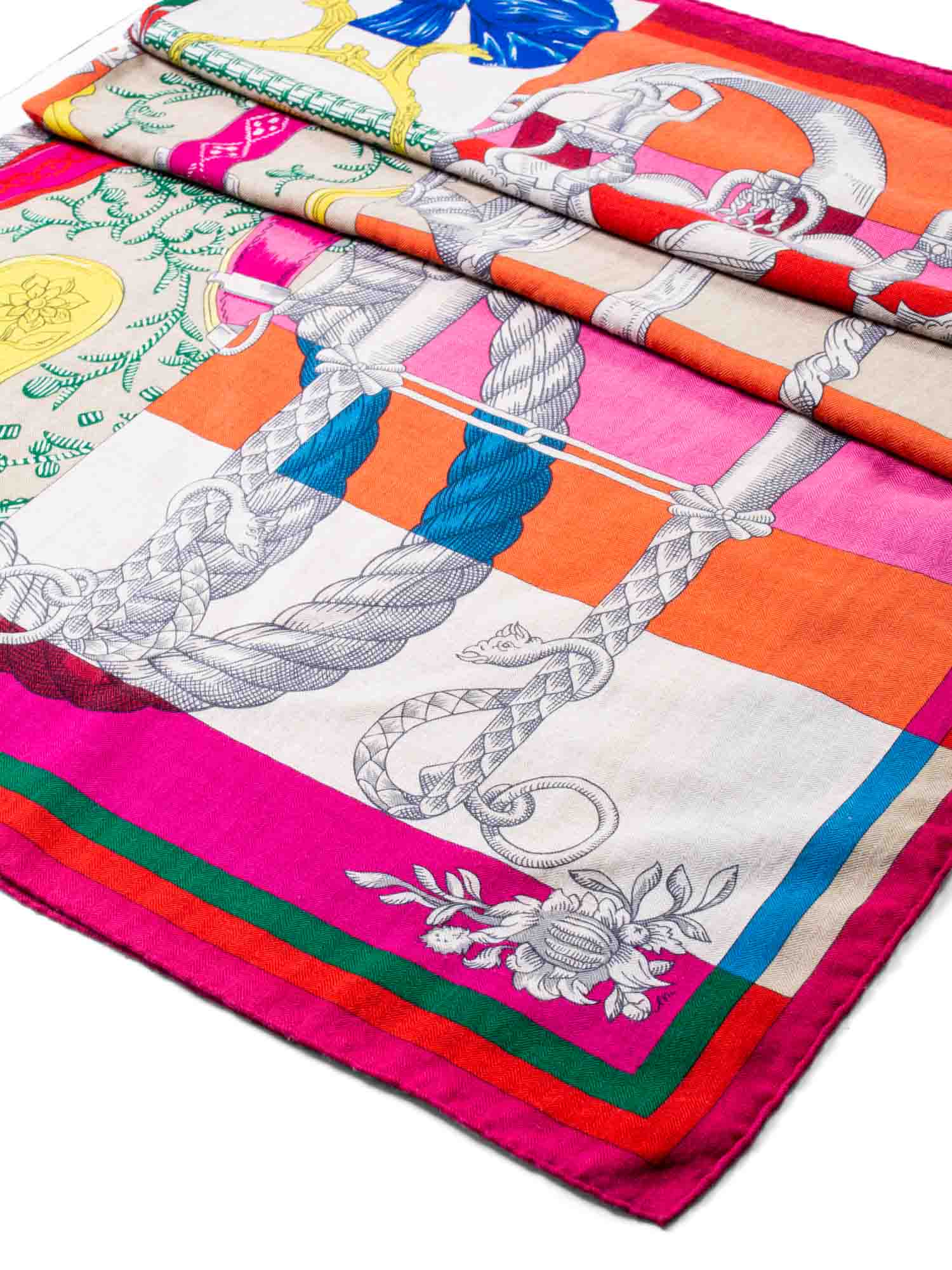 Hermes Cashmere Silk Etriers Shawl 140 Multicolor-designer resale