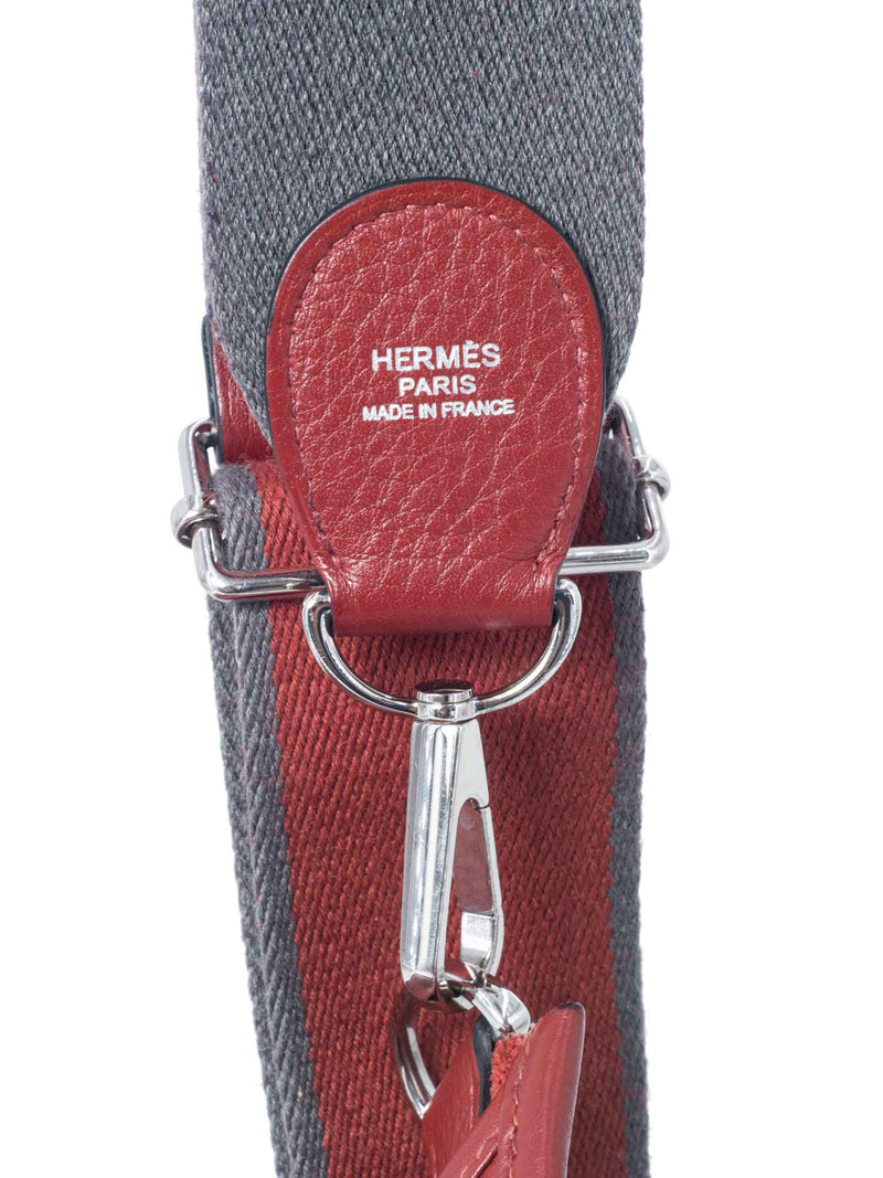 Hermes Clemence Evelyne III GM Messenger Bag Red Grey