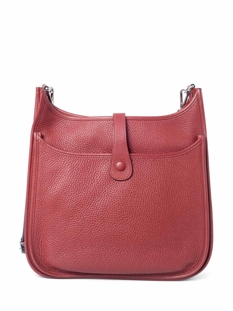 Hermes Clemence Evelyne III GM Messenger Bag Red Grey-designer resale