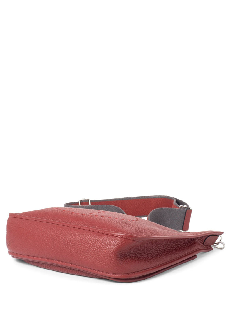 Hermes Clemence Evelyne III GM Messenger Bag Red Grey-designer resale