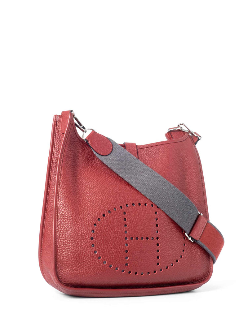 Hermes Clemence Evelyne III GM Messenger Bag Red Grey