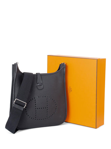 Hermes Clemence Evelyne III PM Messenger Bag Black-designer resale