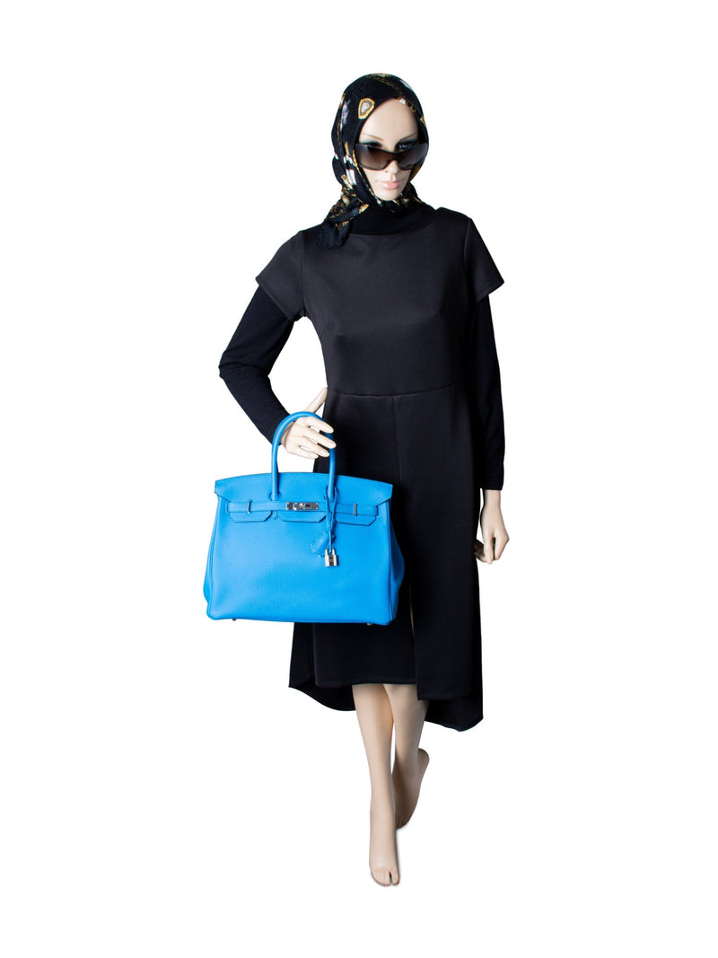 Hermes Clemence Leather Birkin Bag 35 Blue Green-designer resale
