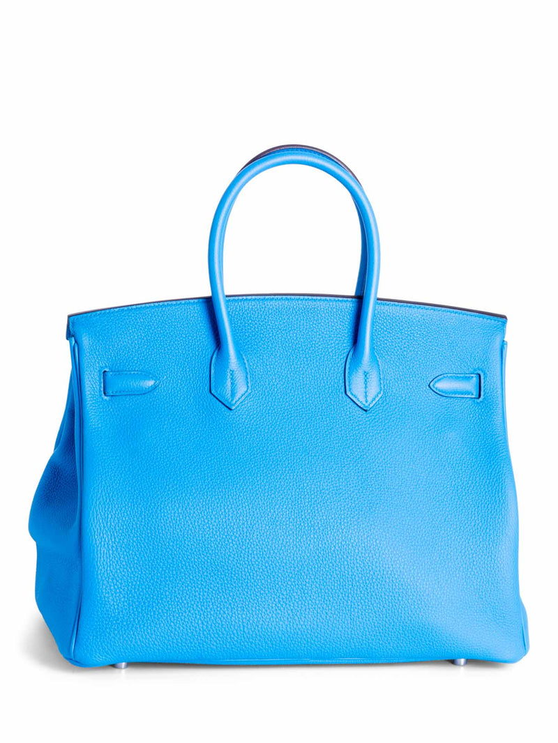 Hermes Clemence Leather Birkin Bag 35 Blue Green-designer resale
