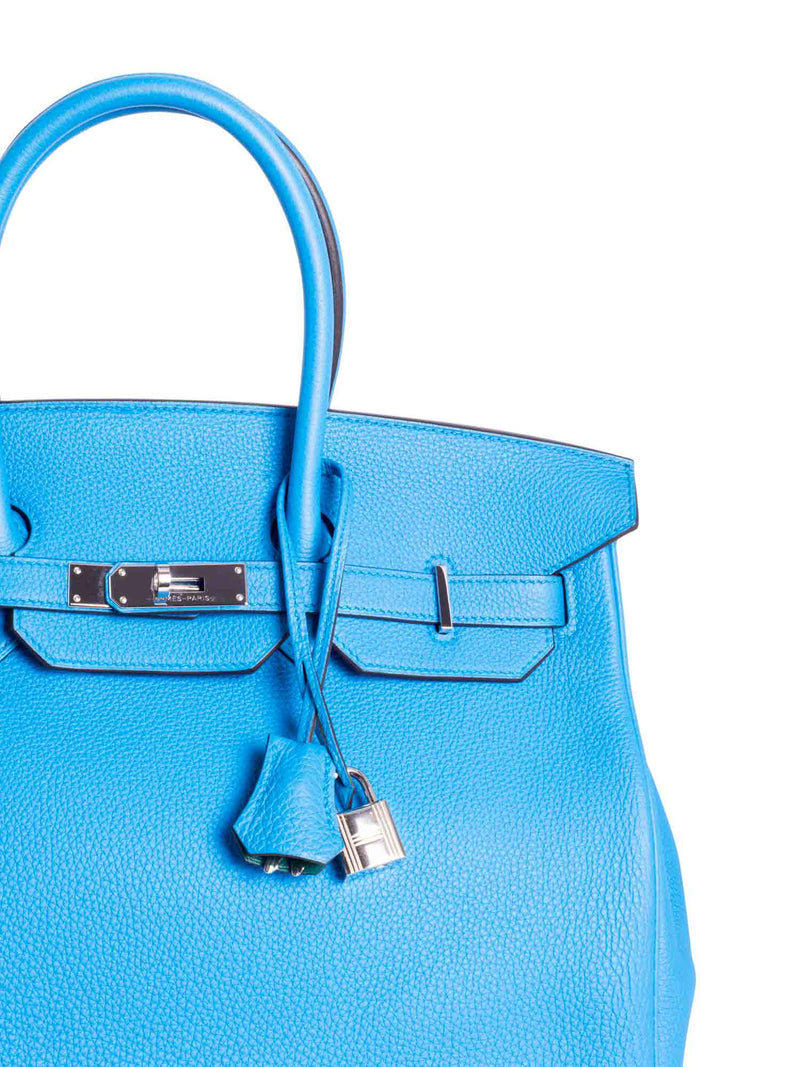 Hermes Clemence Leather Birkin Bag 35 Blue Green-designer resale