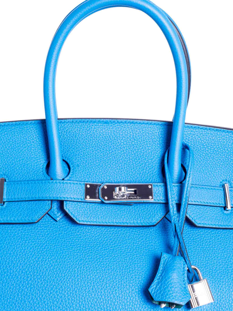 Hermes Clemence Leather Birkin Bag 35 Blue Green-designer resale