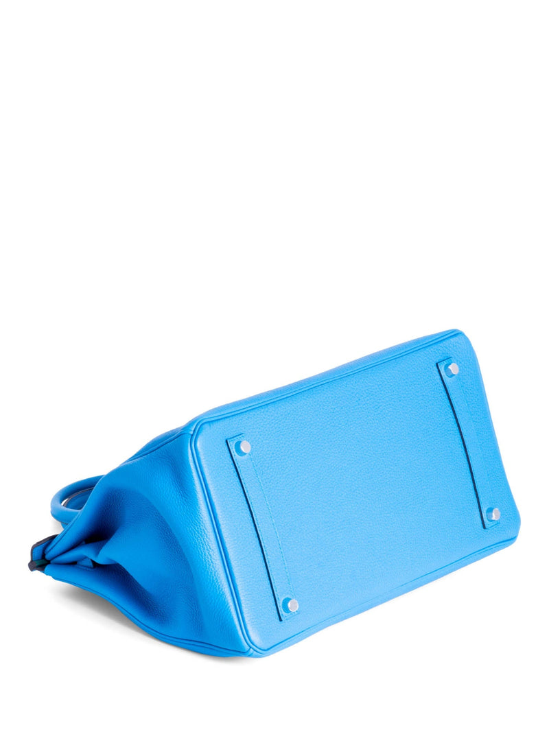 Hermes Clemence Leather Birkin Bag 35 Blue Green-designer resale