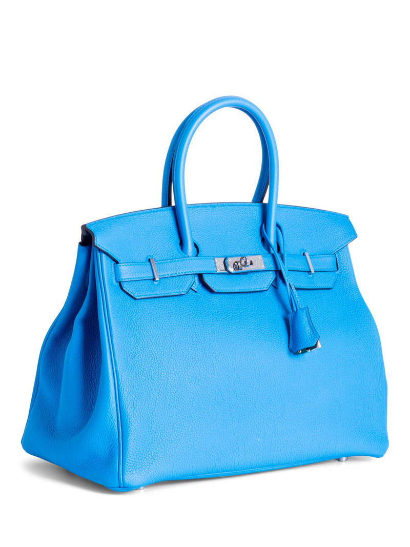 Hermes Clemence Leather Birkin Bag 35 Blue Green-designer resale