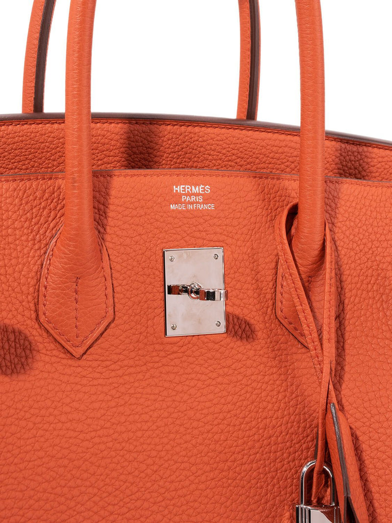 Hermes Clemence Leather Birkin Bag 35 Orange-designer resale