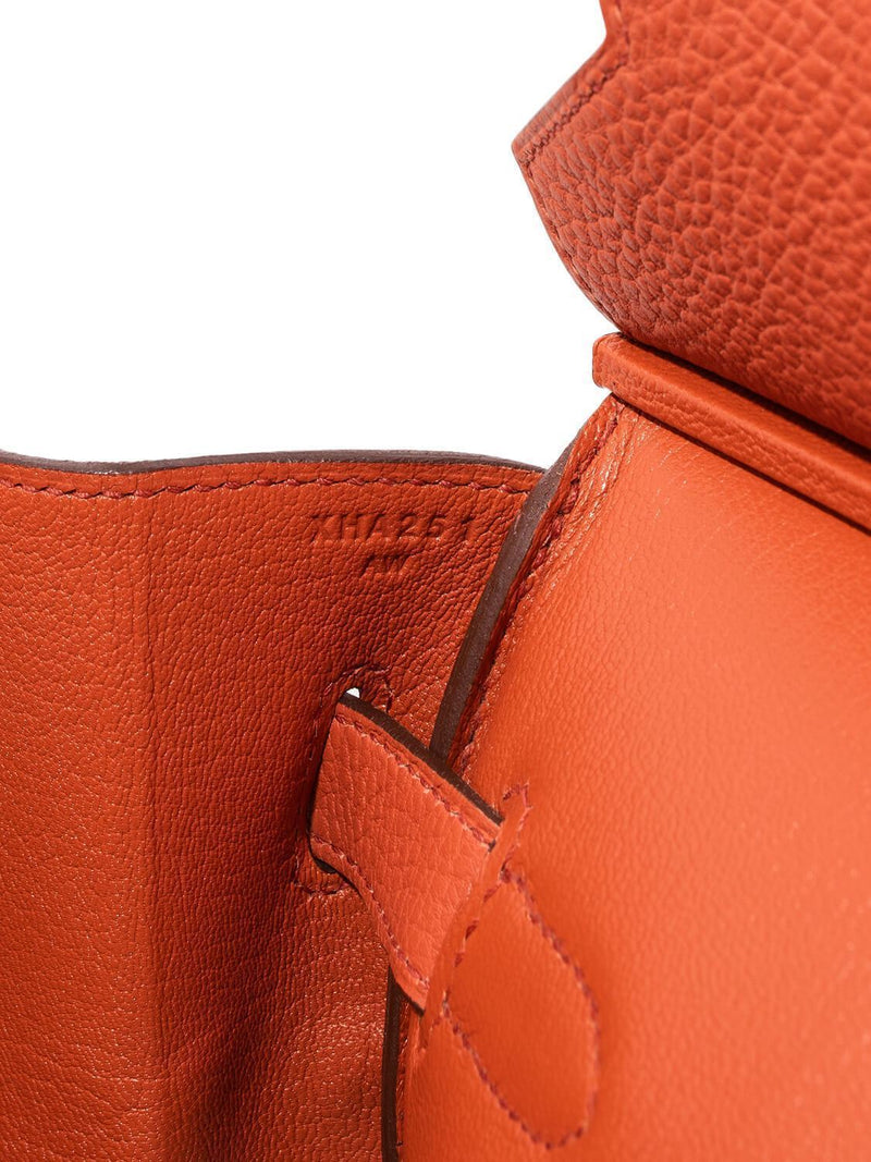 Hermes Clemence Leather Birkin Bag 35 Orange-designer resale