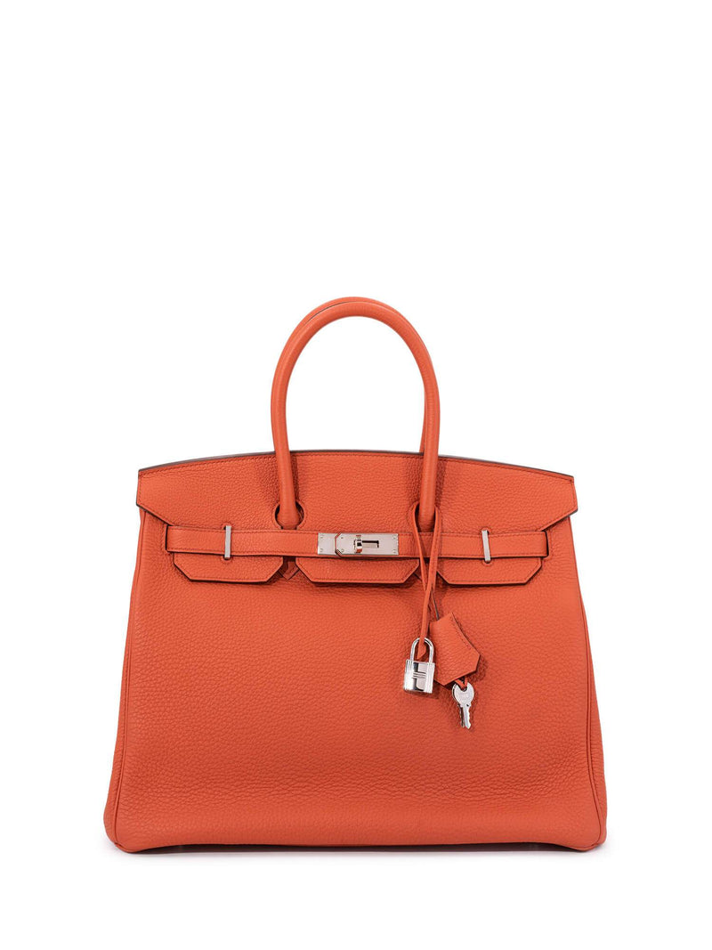 Hermes Clemence Leather Birkin Bag 35 Orange-designer resale