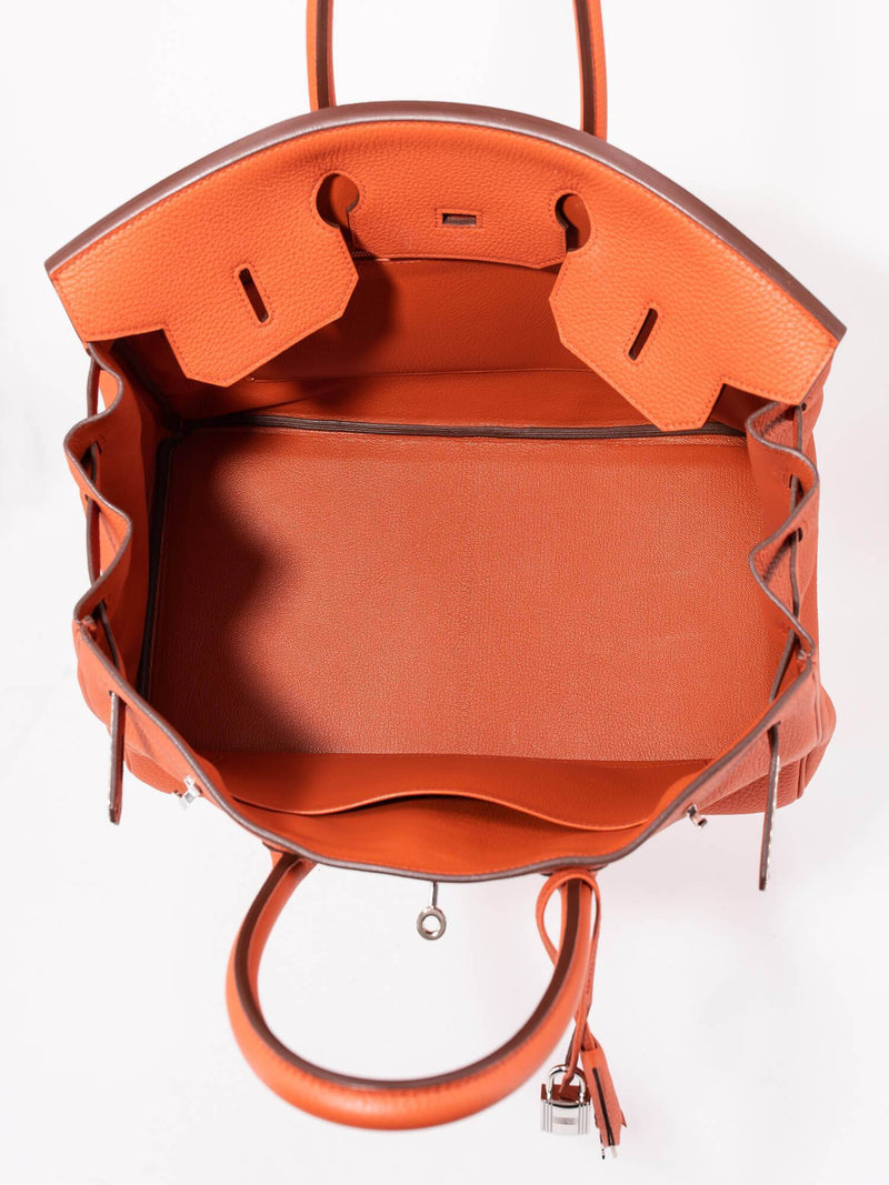 Hermes Clemence Leather Birkin Bag 35 Orange-designer resale
