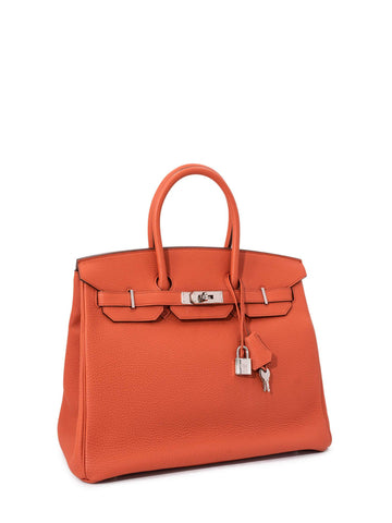 Hermes Clemence Leather Birkin Bag 35 Orange-designer resale