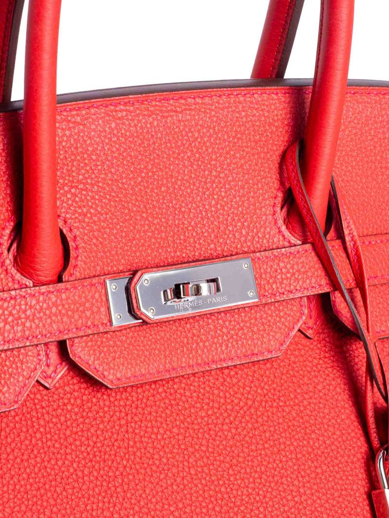 Hermes Clemence Leather Birkin Bag 35 Red-designer resale