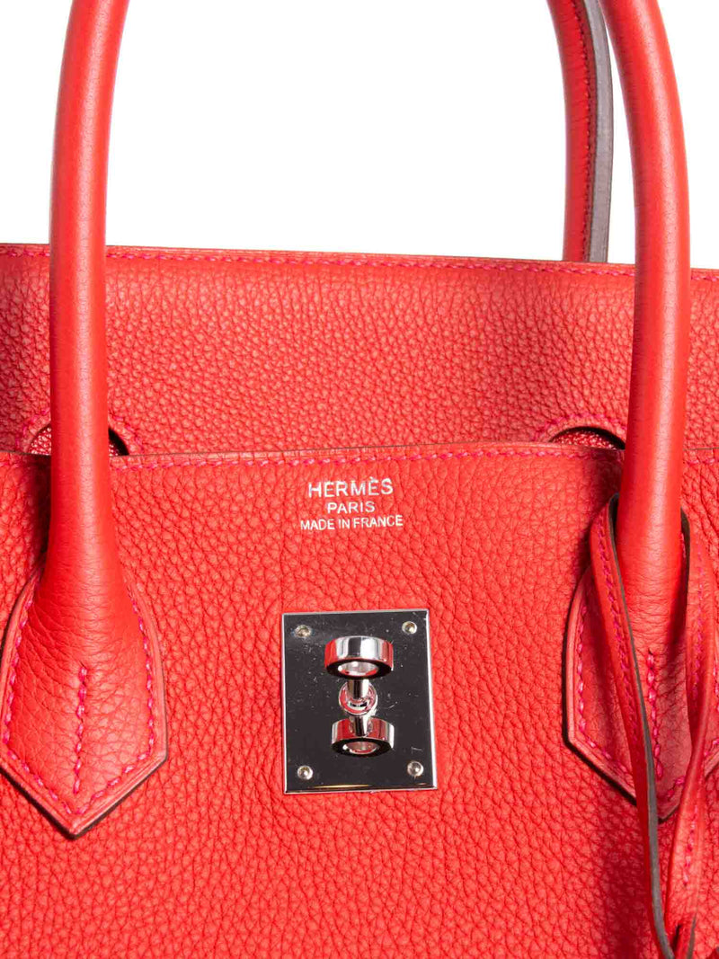 Hermes Clemence Leather Birkin Bag 35 Red-designer resale