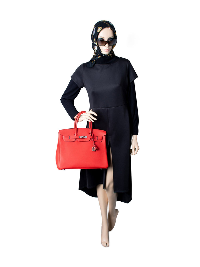 Hermes Clemence Leather Birkin Bag 35 Red-designer resale