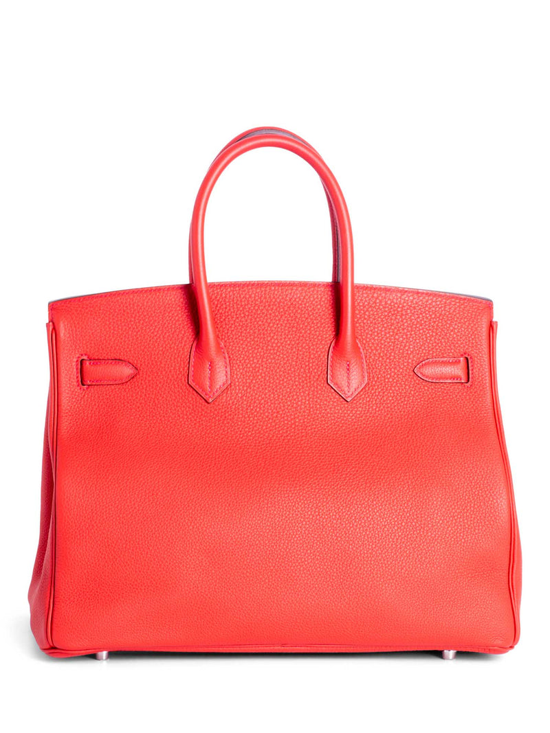 Hermes Clemence Leather Birkin Bag 35 Red-designer resale