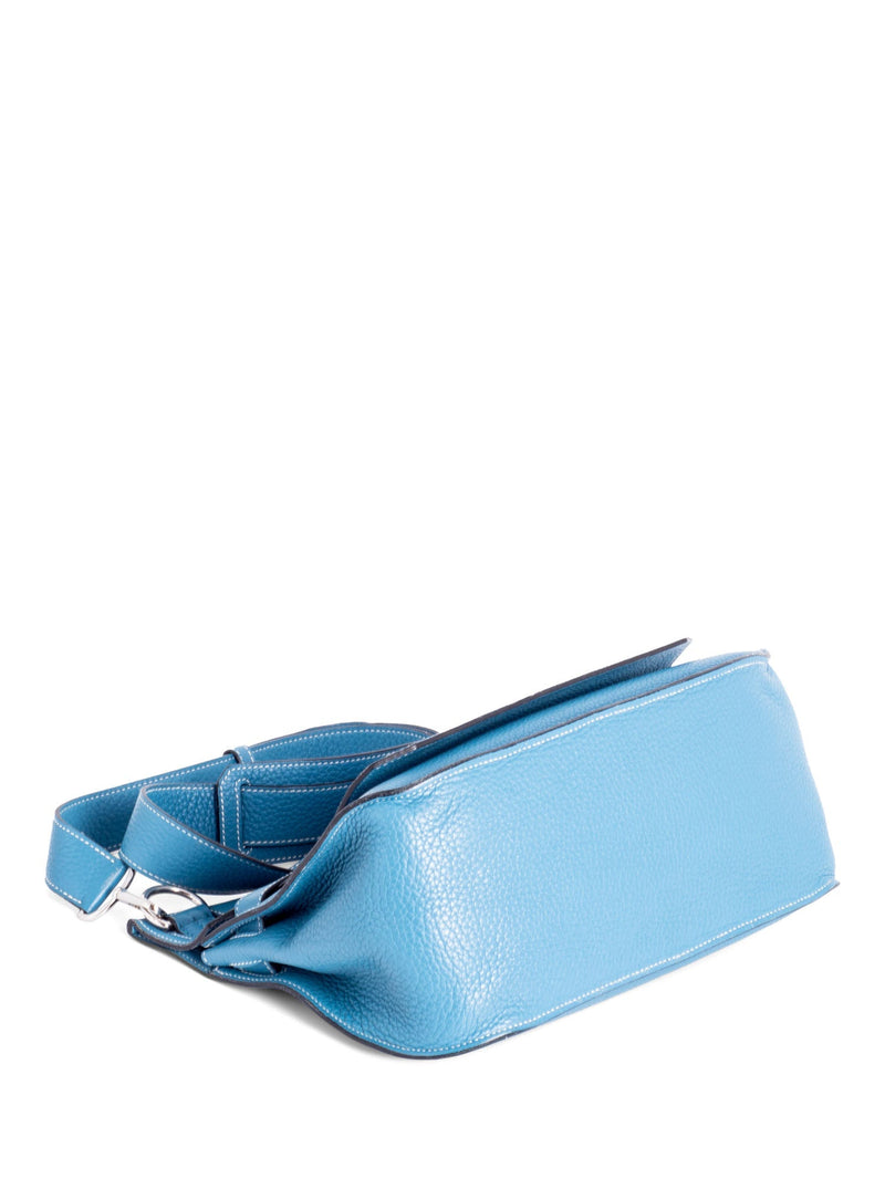 Hermes Clemence Leather Jypsiere Messenger Bag 31 Blue-designer resale