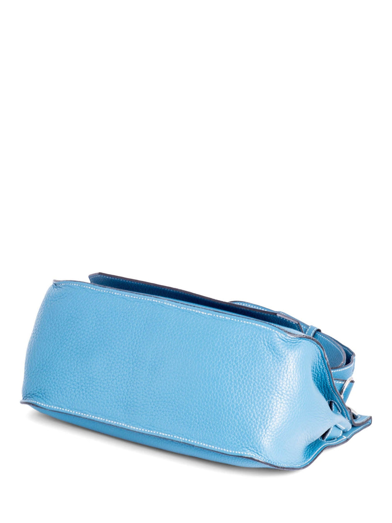 Hermes Clemence Leather Jypsiere Messenger Bag 31 Blue-designer resale
