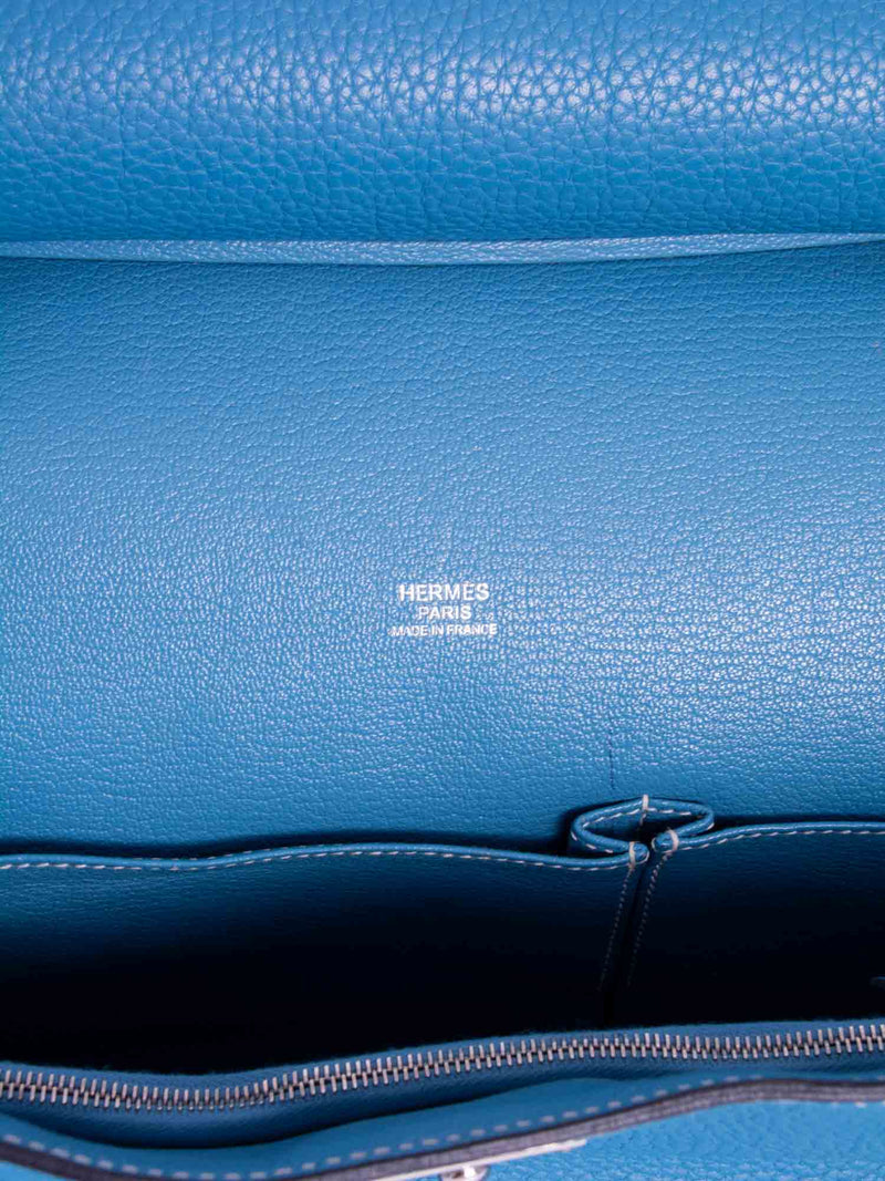 Hermes Clemence Leather Jypsiere Messenger Bag 31 Blue-designer resale