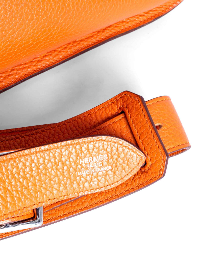 Hermes Clemence Leather Jypsiere Messenger Bag 34 Orange