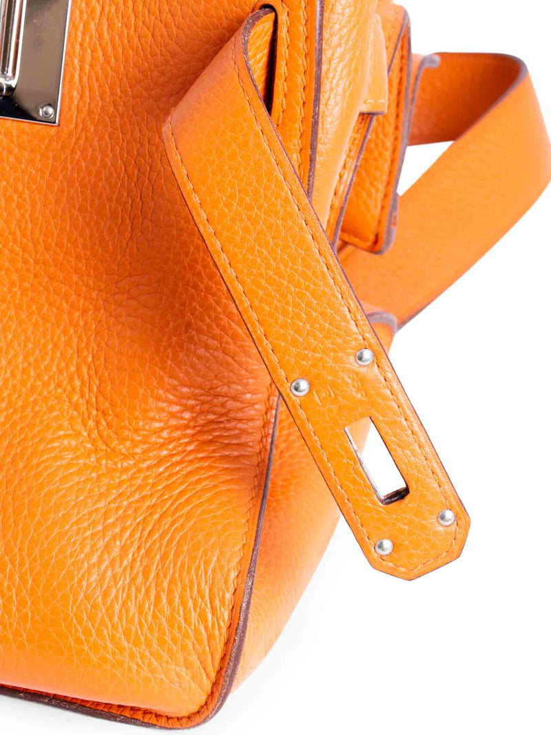 Hermes Clemence Leather Jypsiere Messenger Bag 34 Orange-designer resale