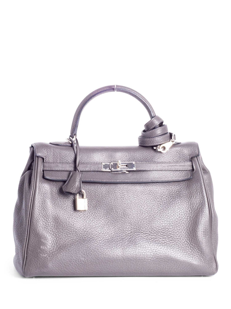 Hermes Clemence Leather Kelly Sellier 32 Grey-designer resale